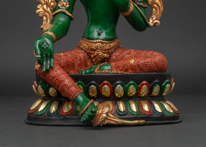 Goddess Green Tara Statue | Acrylic-Painted Compassion Deity Idol