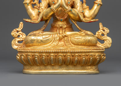 Handcrafted Meditation Sculpture of Chenrezig | Handicrafted Statues