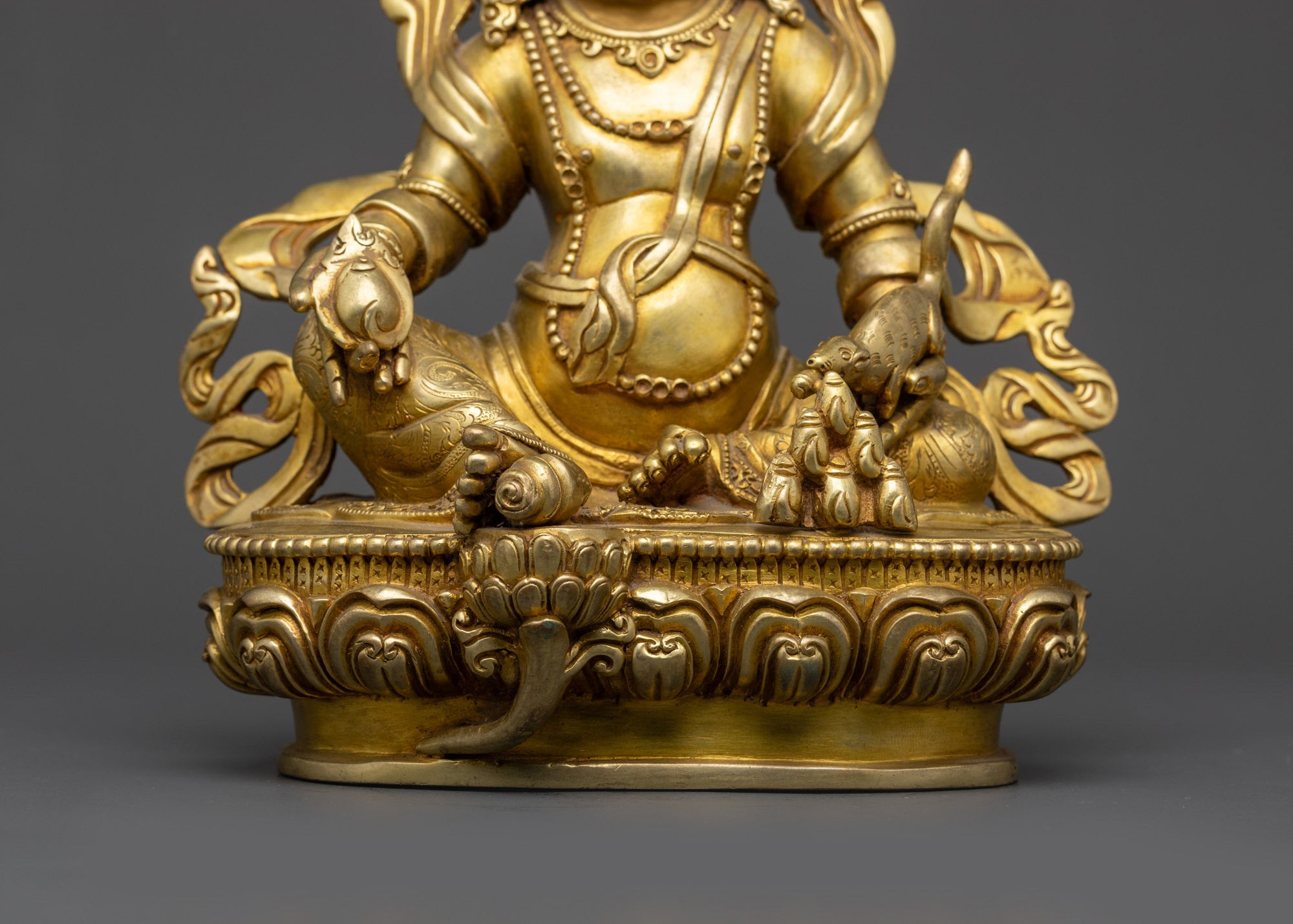 Embrace Abundance with Gold-Gilded Dzambhala Statue | Wealth God Idol