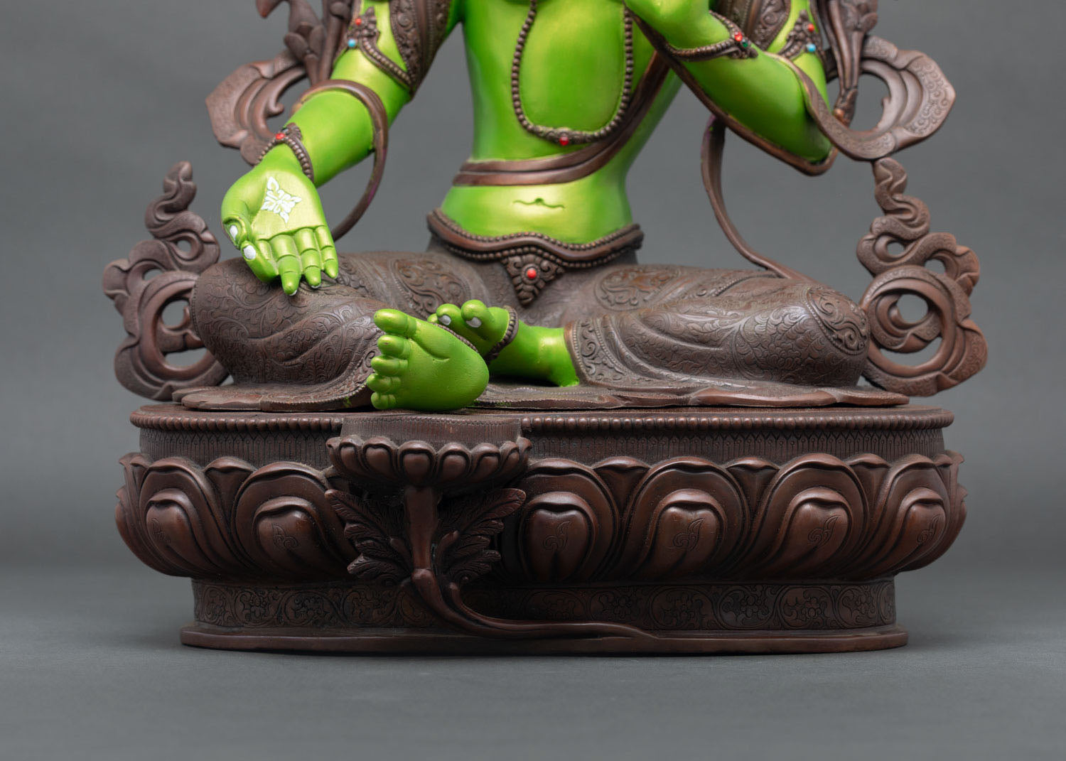 Vibrant Green Tara Statue | Goddess of Compassion Figurine