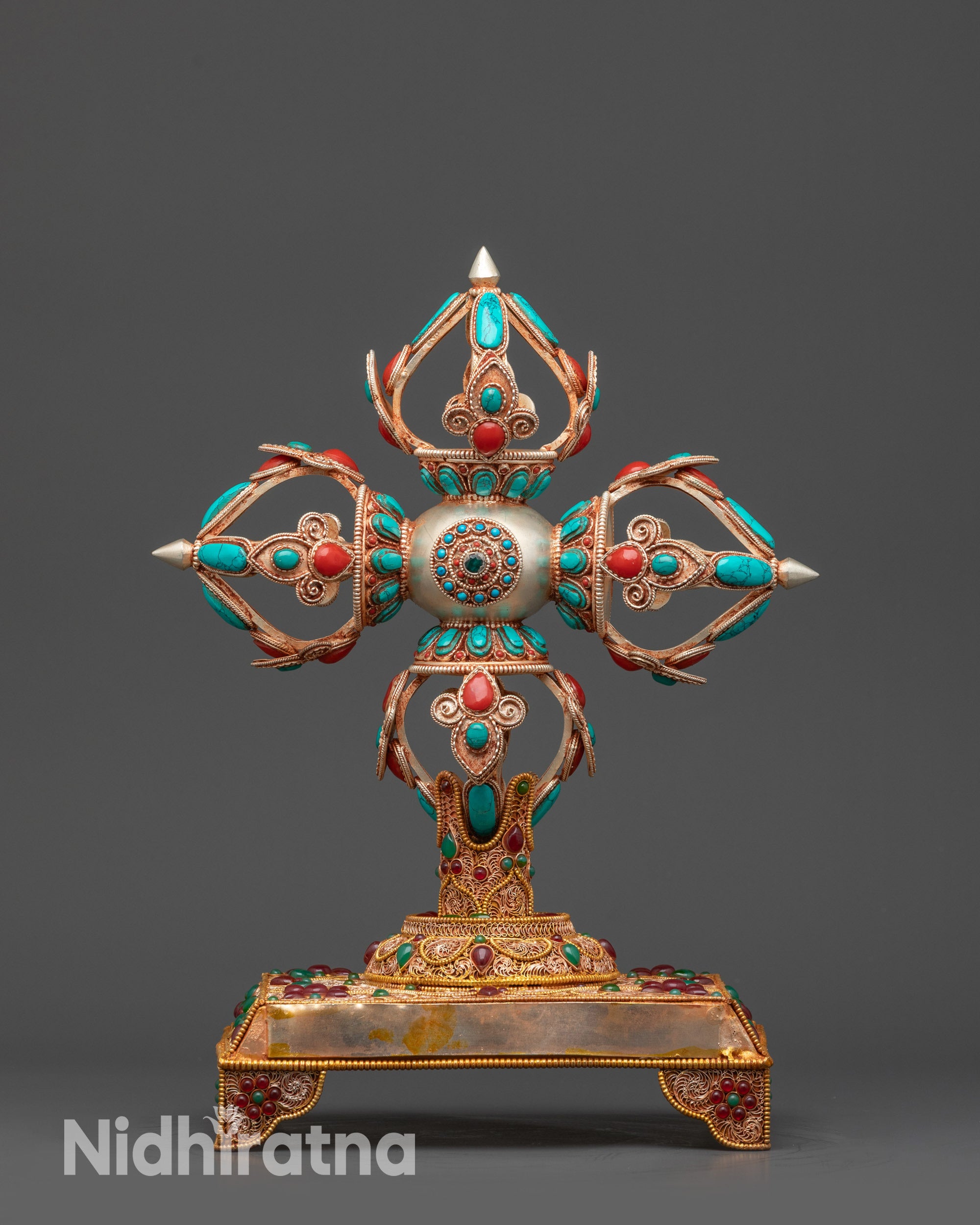 13" Enthroned Bishwo Vajra | Handcrafted Nepalese Ritual Artifact