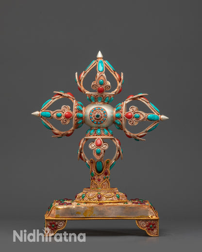 13" Enthroned Bishwo Vajra | Handcrafted Nepalese Ritual Artifact