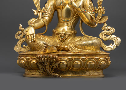 Handmade Green Tara Statue | Tibetan Buddhist Protector Meditation Art