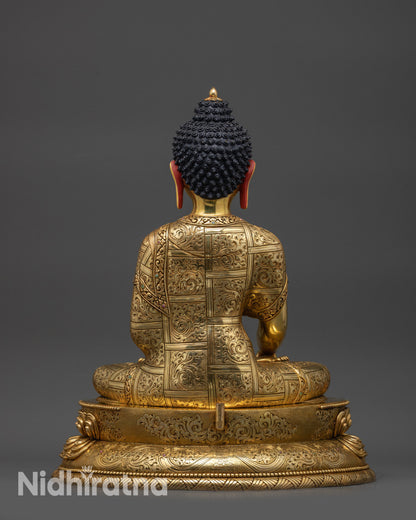 Enlightened Shakyamuni Buddha Statue | Fire Gold-Gilded Nepalese Art