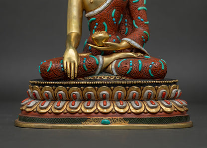 Shakyamuni Buddha Statue | Gold Fire-Gilded Buddhist Sculpture