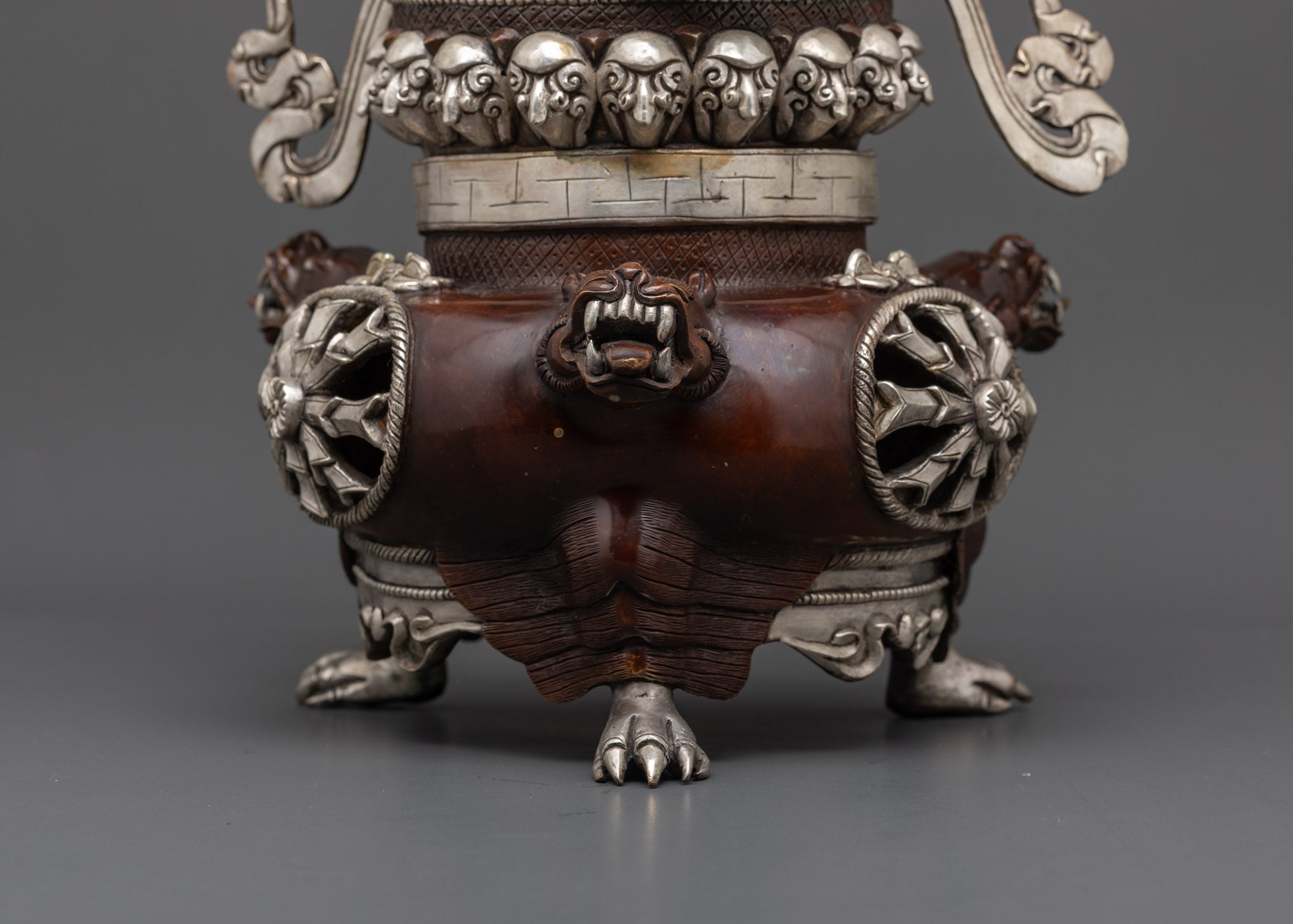 Silver-Plated Oxidized Vajradhaka Statue | Sacred Buddhist Deity