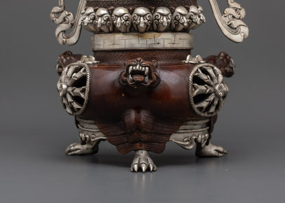 Silver-Plated Oxidized Vajradhaka Statue | Sacred Buddhist Deity