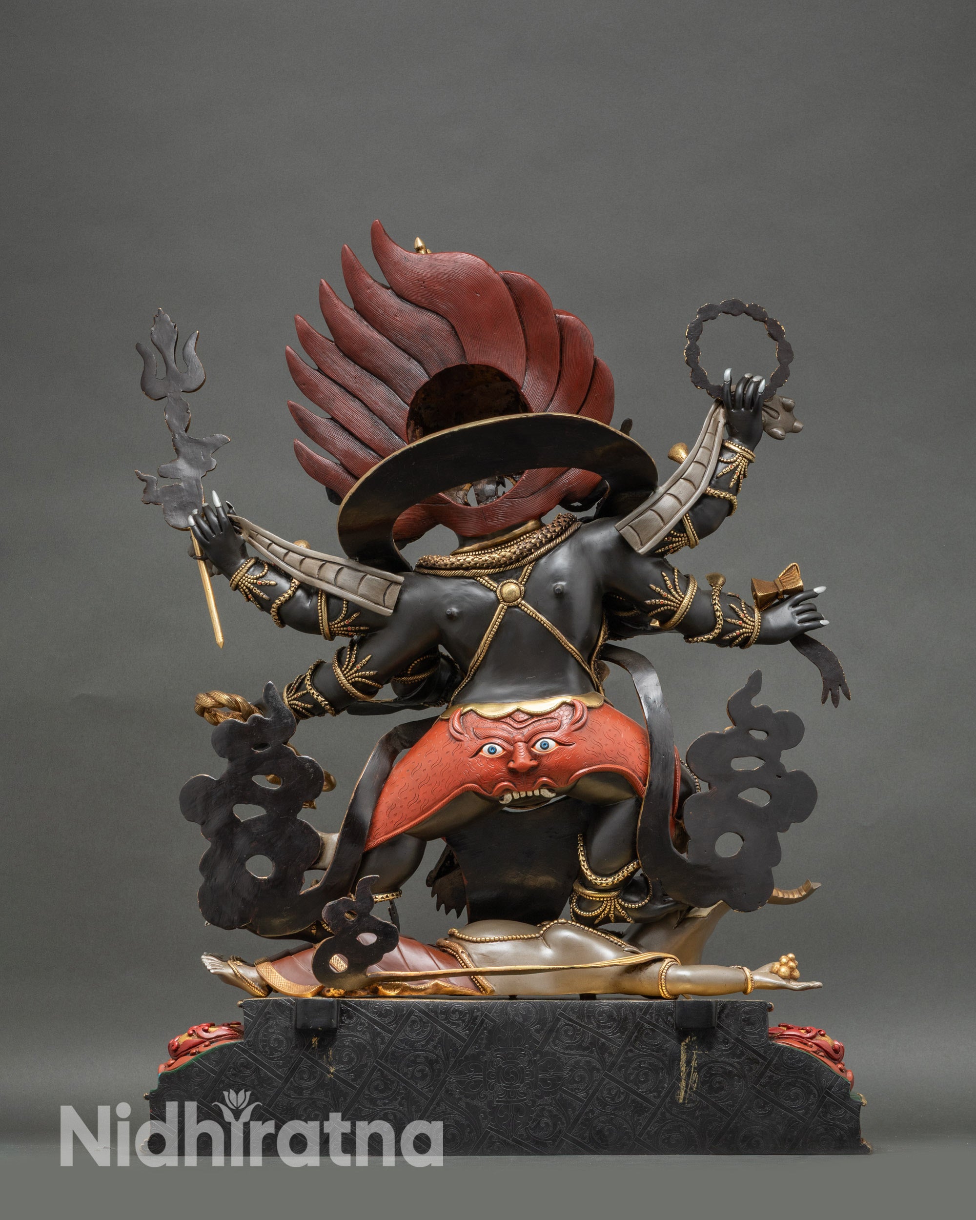 Wrathful Protector Shadbhuja Mahakala Statue | Tibetan Buddhist Artwork
