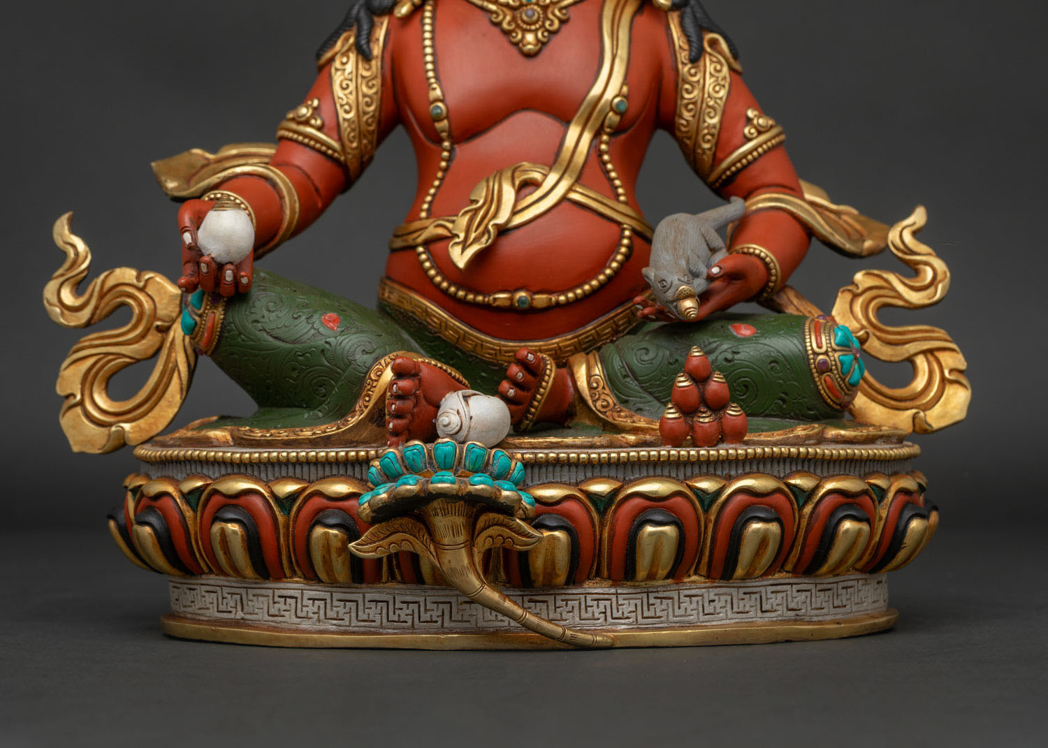 Vibrant Dzambhala Statue | Wealth Protector with Jewel Mongoose