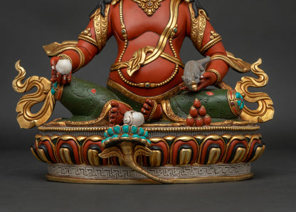 Vibrant Dzambhala Statue | Wealth Protector with Jewel Mongoose