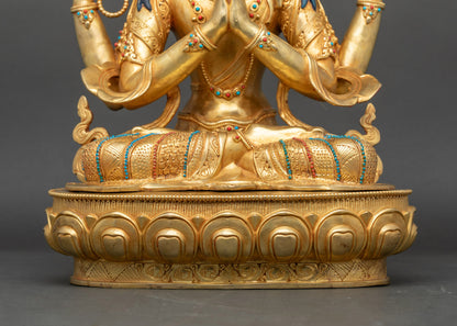 Four-Armed Chenrezig Statue | Embodiment of Infinite Compassion