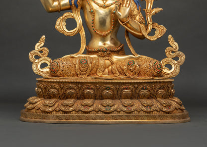 Bodhisattva Manjushri Statue with Flaming Sword | Nepali Art & Craft