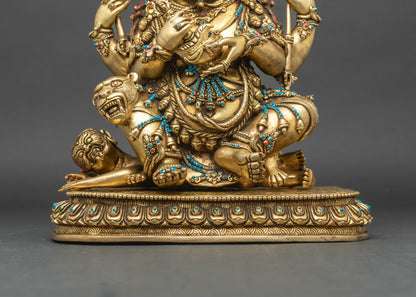 Four-Armed Mahakala Statue | Tibetan Protector Deity Sculpture