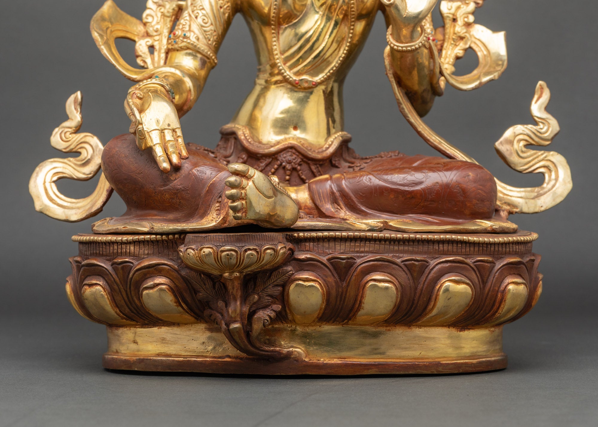 Hand-Carved Nepalese Green Tara Sculpture for Spiritual Guidance
