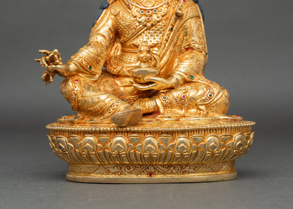 Guru Rinpoche Statue | Handcrafted Copper and Gold Buddhist Sculpture