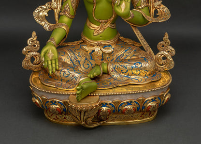 Large Green Tara Statue for Sale | Nepalese Buddhist Artistry