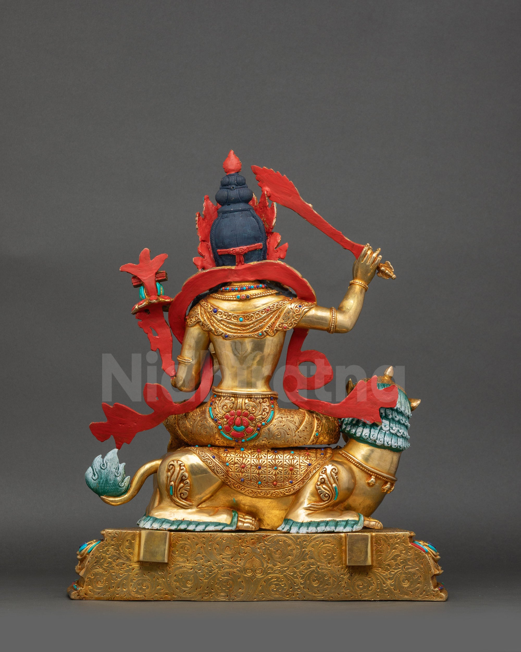 Simhanada Manjushri Statue | Lion’s Roar Wisdom Deity Sculpture