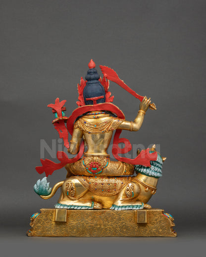 Simhanada Manjushri Statue | Lion’s Roar Wisdom Deity Sculpture