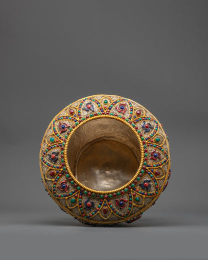 Symbolic Auspicious Rice Pot | Traditional Nepalese Buddhist Pot