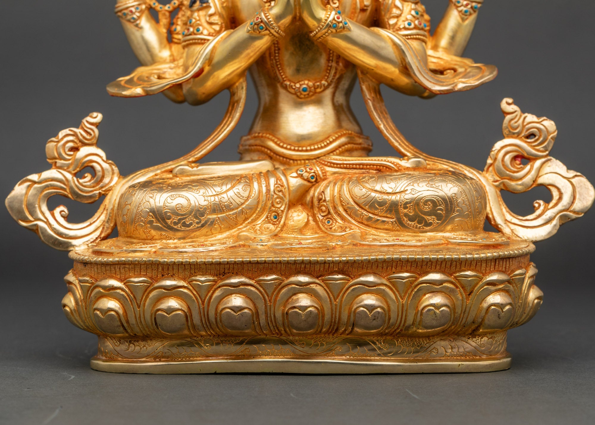 24K Gold Chenrezig Statue for Spiritual Home Decor