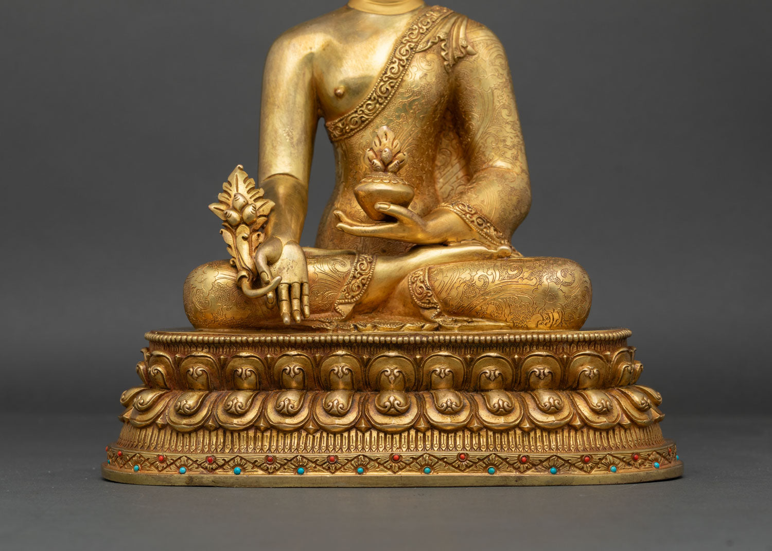 Medicine Buddha Statue | 24K Gold Gilded Copper Buddhist Art