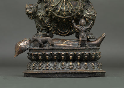 Sakya Mahakala Statue | Antique Finished Copper Buddhist Sculpture