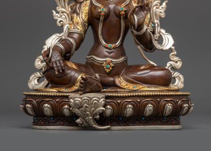 Oxidized Green Tara Sculpture | Authentic Buddhist Goddess Idol