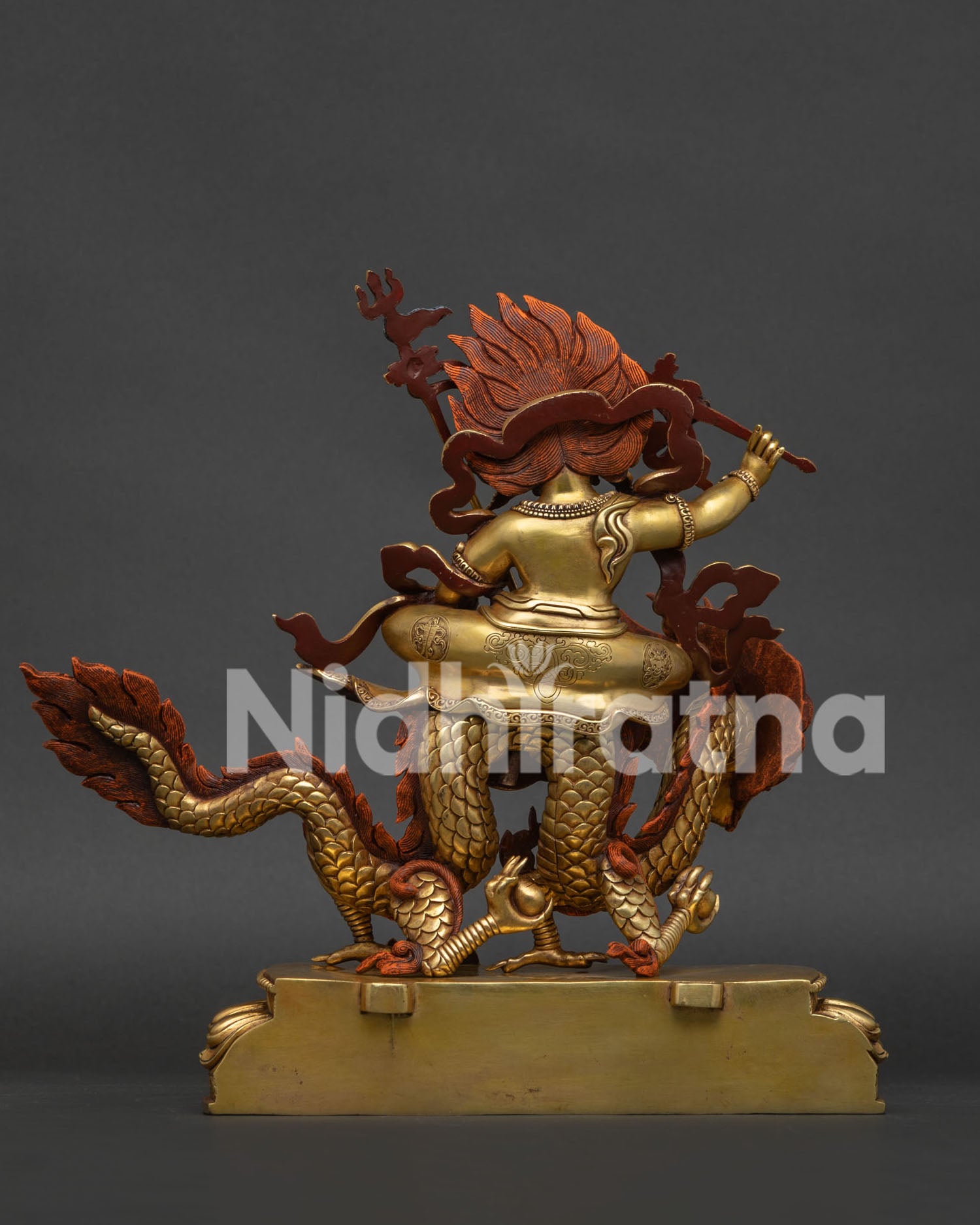 White Dzambhala Statue | Traditional Gold Fire-Gilded Buddhist Art