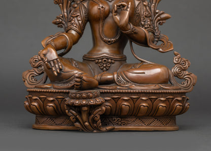 Green Tara Meditation Art | Handcrafted Nepalese Copper Statue