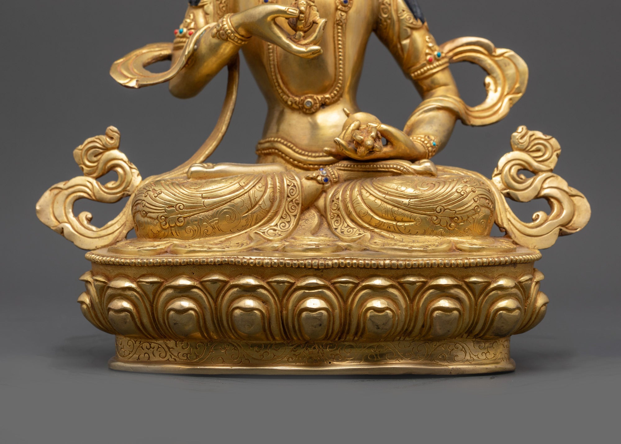 Gold-Gilded Vajrasattva Statue | Handcrafted Tibetan Buddhist Artwork