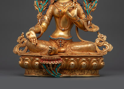 Authentic Green Tara Statue | Peaceful Buddhist Spiritual Decor & Gift