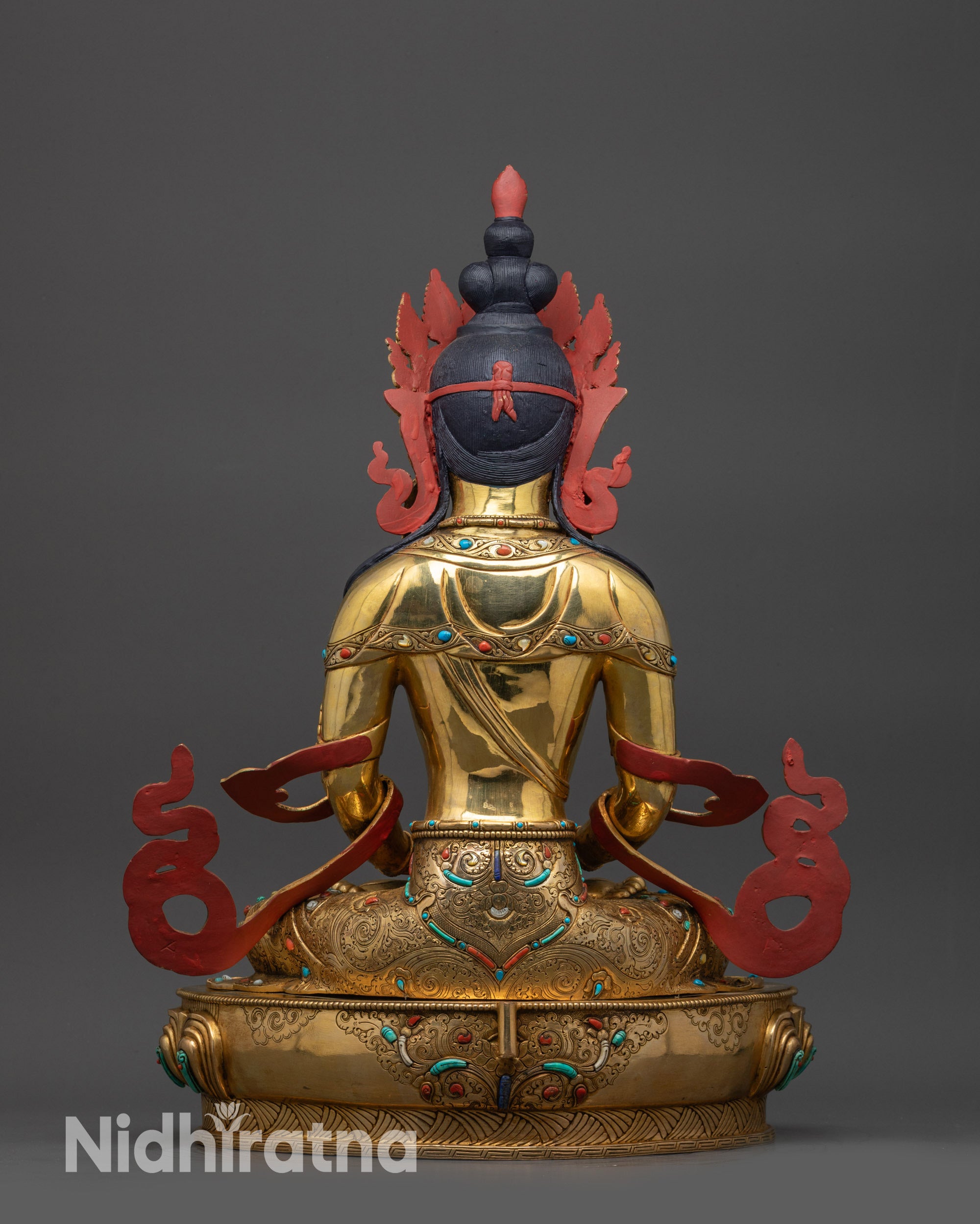 Golden Amitayus Sculpture | Long-Life Buddha Sculpture for Meditation
