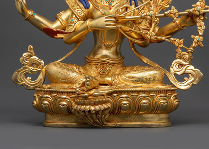 Gold-Gilded Kurukulla Statue | Red Tara Buddhist Goddess of Attraction