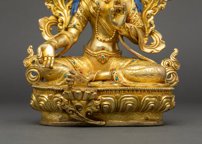Green Tara Figurine | Himalayan Gold Fire-Gilded Meditation Idol