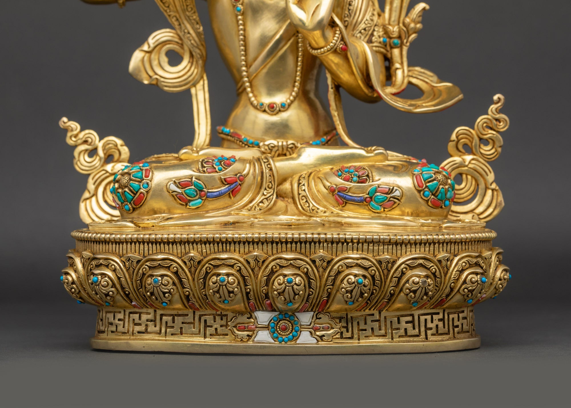 Premium Manjushri Statue | Handmade Gold Fire-Gilded Copper Sculpture