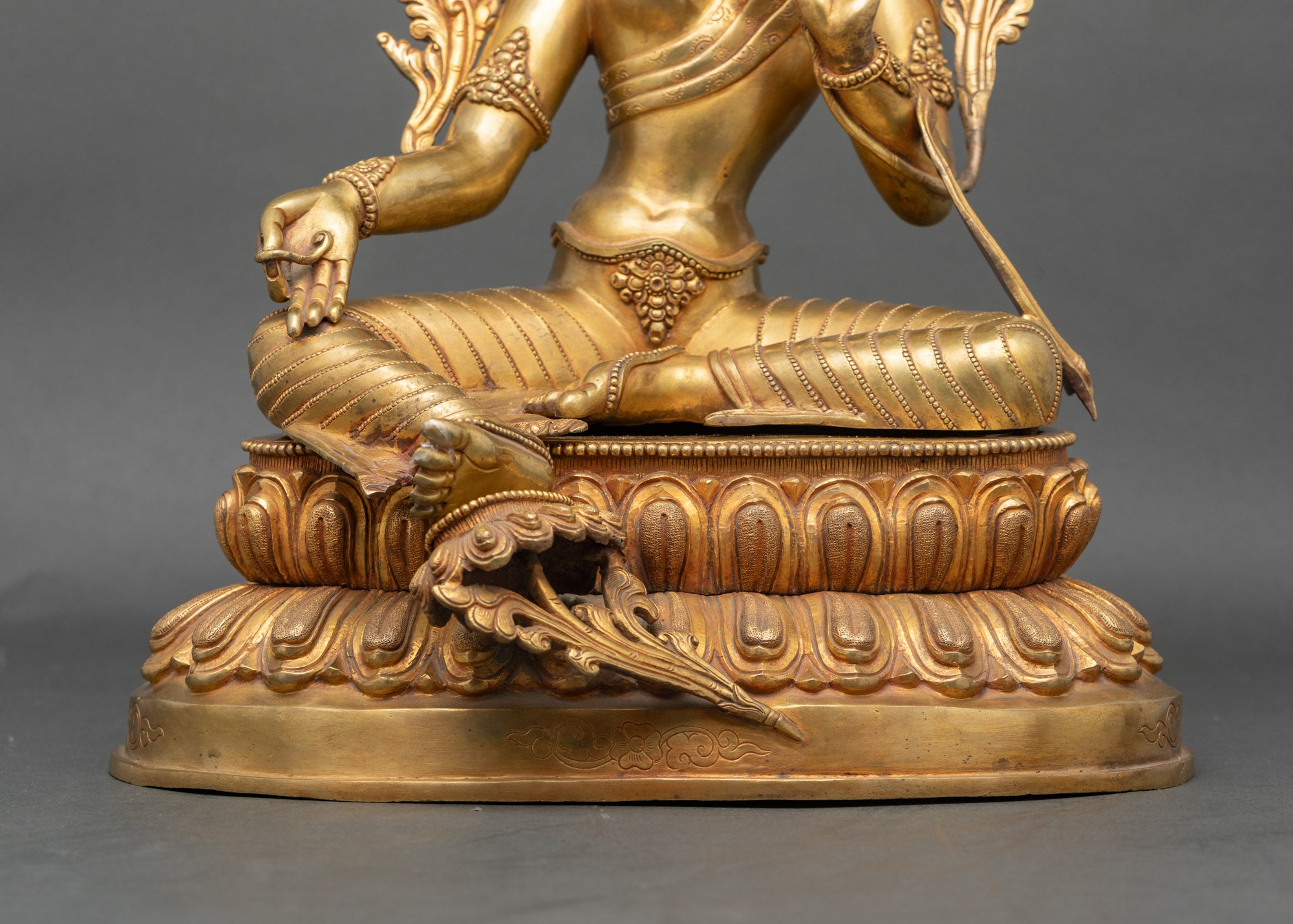 Nepalese Mother Green Tara Statue | 24K Gold Gilded Buddhist Art
