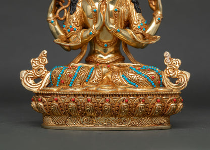 Compassion Deity Chenrezig Statue | Traditional Buddhist Art Nepal