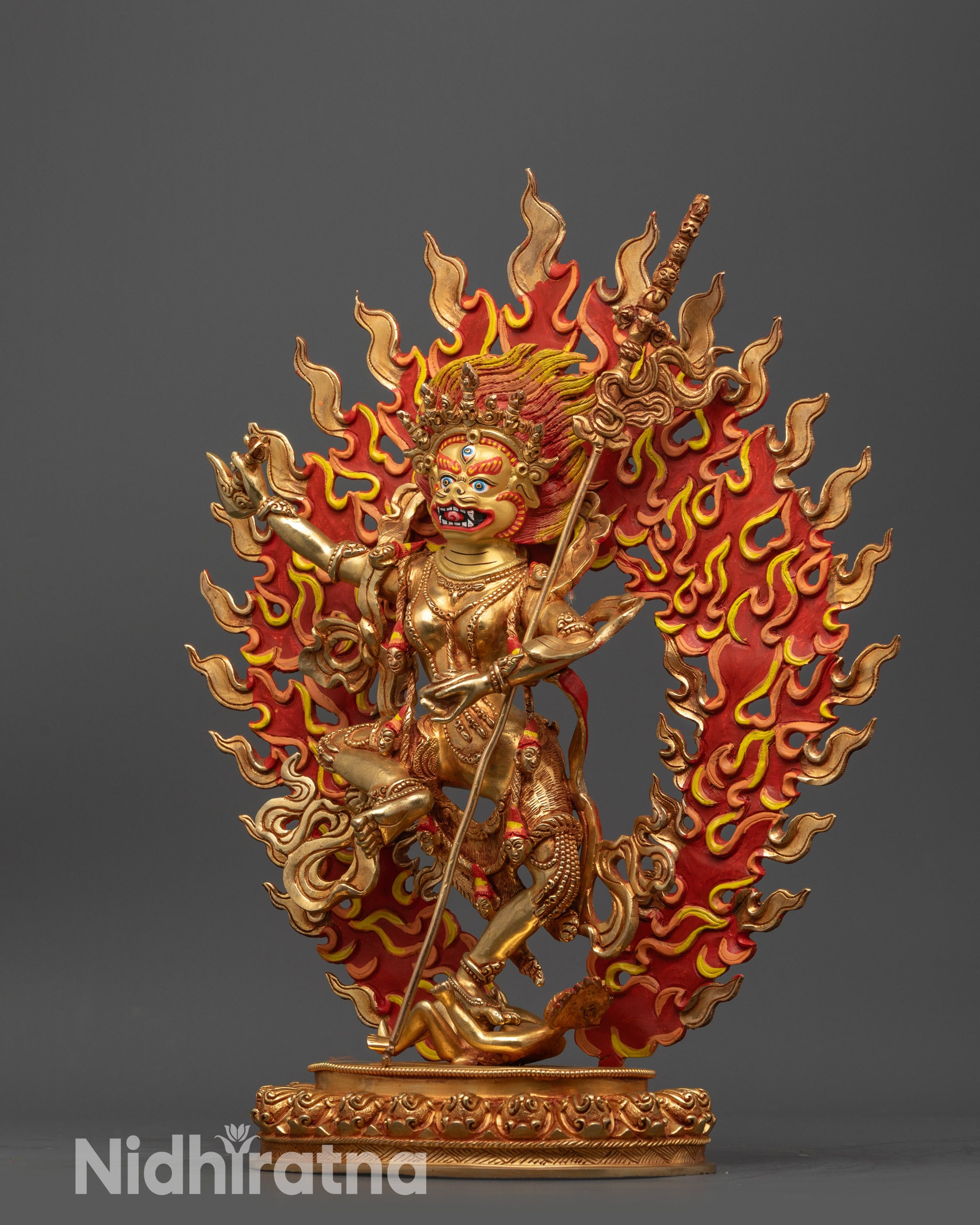 Traditional Simhamukha Sculpture | Nepalese Lion-Faced Guardian Deity