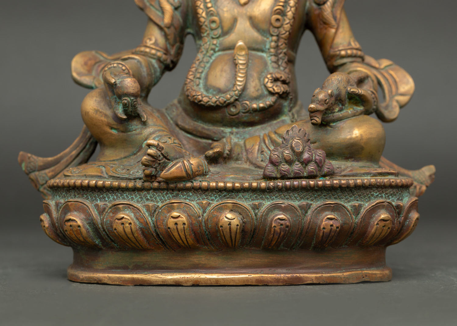 Jambhala Statue | Oxidized Copper Buddhist Wealth Deity Figure