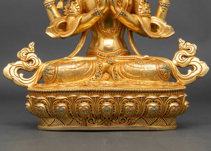 Four-Armed Avalokiteshvara Sculpture | Bodhisattva of Compassion