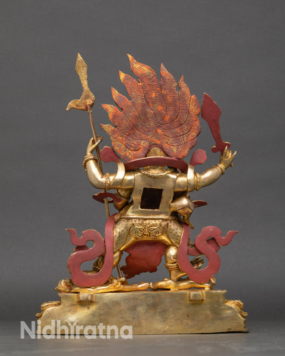 Handmade Four-Armed Mahakala Statue | Wrathful Guardian of Dharma