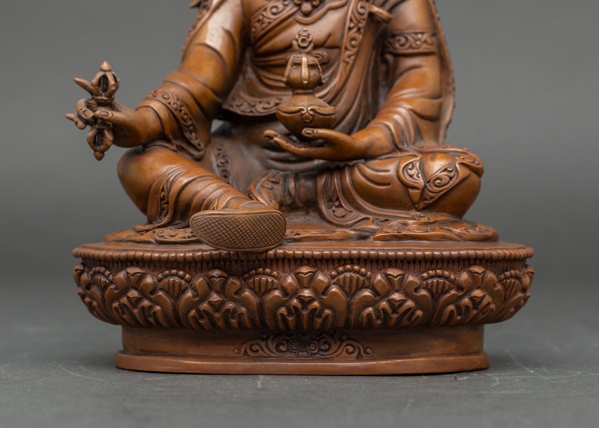 Guru Rinpoche Statue | Artisan-Made Oxidized Copper Sculpture