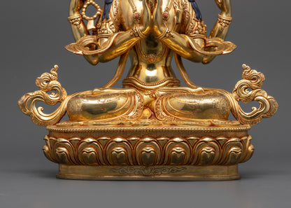 Avalokiteshvara Meditation Statue | 24K Fire Gold-Gilded Sacred Artwork