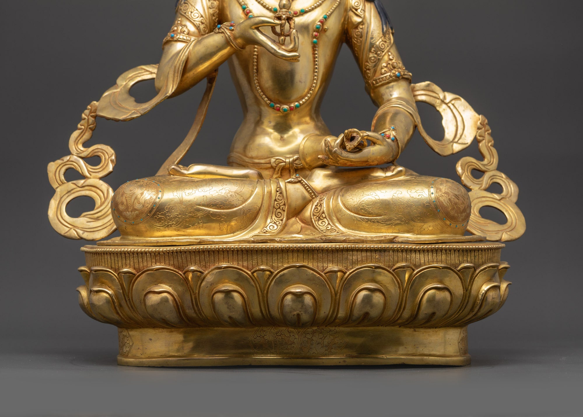 Tibetan Vajrasattva Statue | 24K Gold-Gilded Buddhist Purification Deity
