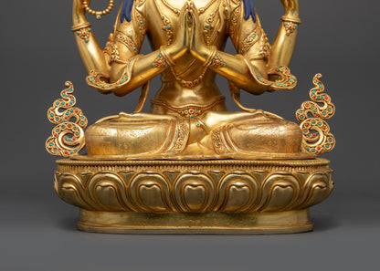 Celebrate Compassion with Chenrezig Statue | 24K Gold-Gilded Sculpture