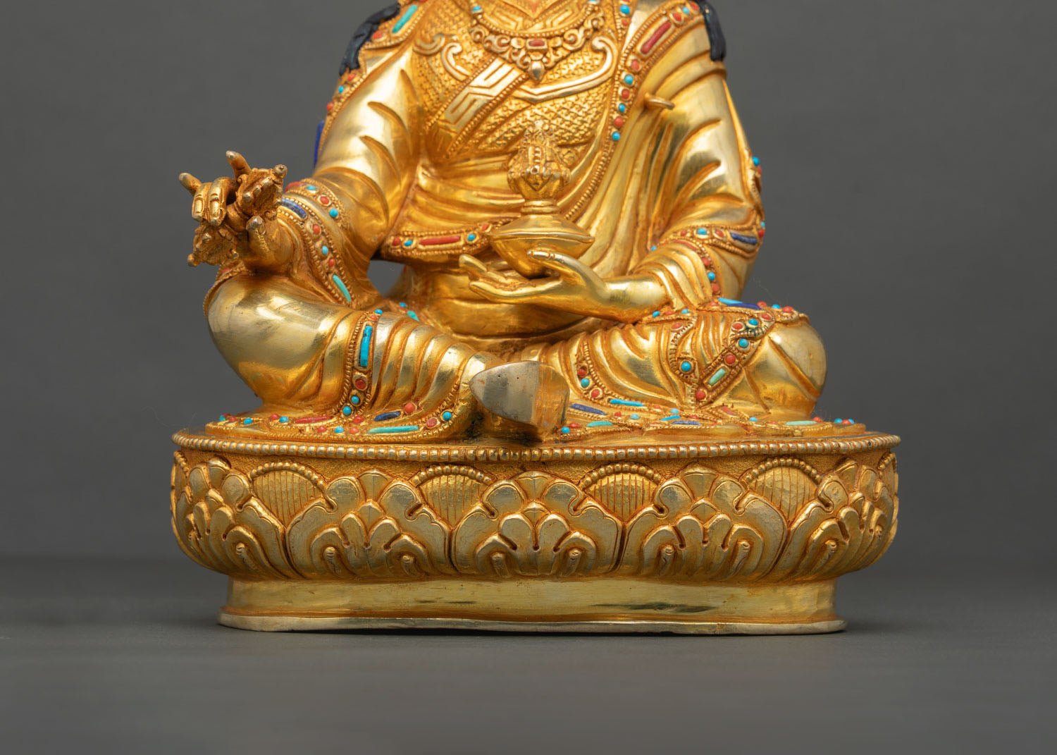 Guru Rinpoche Statue | Handcrafted Gold Fire-Gilded Copper Art