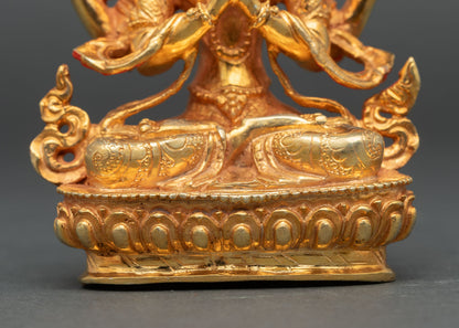 Avalokiteshvara Copper Sculpture | Compassionate Deity Statue