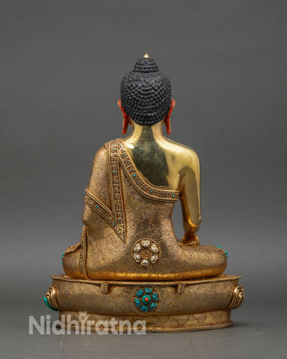 Buddha Shakyamuni | Nepalese Sacred Copper and Gold Statue