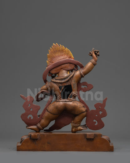Oxidized Copper Vajrapani Statue | Nepalese Buddhist Guardian Sculpture