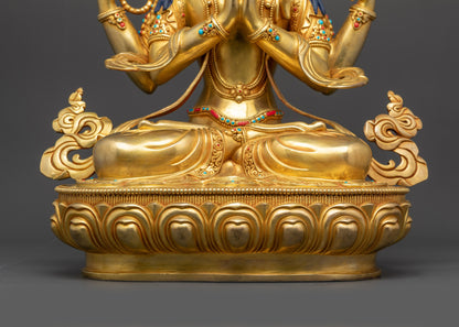 Handmade Bodhisattva Chenrezig Statue | Tibetan Meditation Sculpture